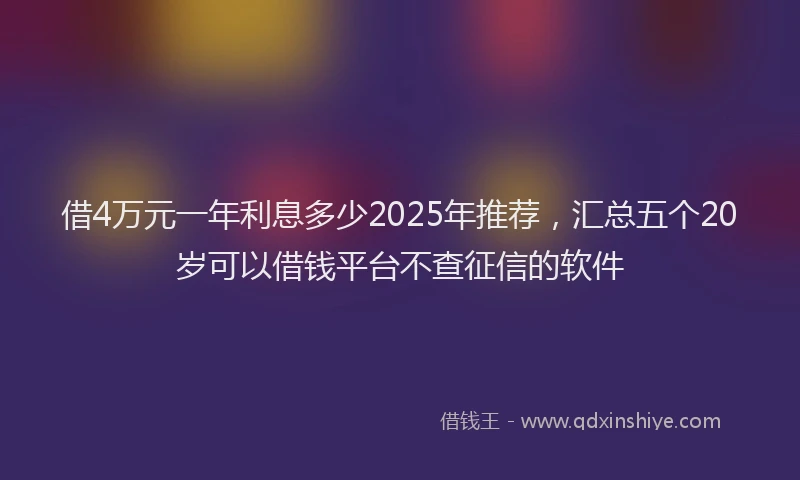 借4万元一年利息多少2025年推荐，汇总五个20岁可以借钱平台不查征信的软件