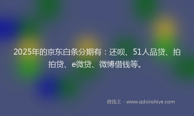 2025年的京东白条分期有：还呗、51人品贷、拍拍贷、e微贷、微博借钱等。