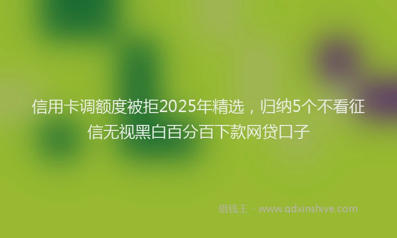 信用卡调额度被拒2025年精选，归纳5个不看征信无视黑白百分百下款网贷口子