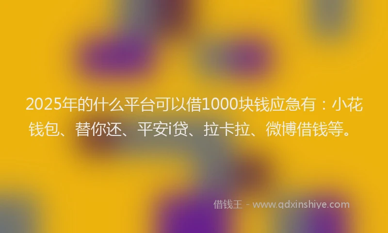 2025年的什么平台可以借1000块钱应急有：小花钱包、替你还、平安i贷、拉卡拉、微博借钱等。