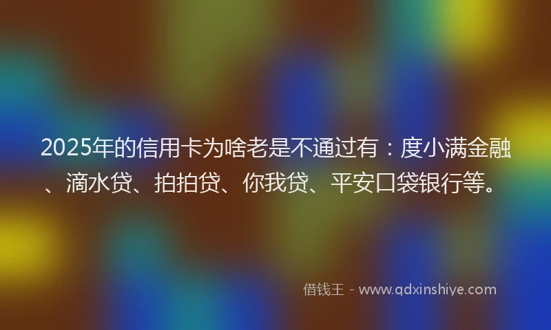 2025年的信用卡为啥老是不通过有：度小满金融、滴水贷、拍拍贷、你我贷、平安口袋银行等。