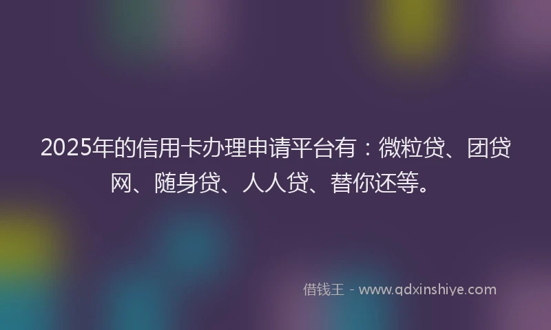 2025年的信用卡办理申请平台有：微粒贷、团贷网、随身贷、人人贷、替你还等。