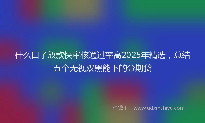 什么口子放款快审核通过率高2025年精选，总结五个无视双黑能下的分期贷