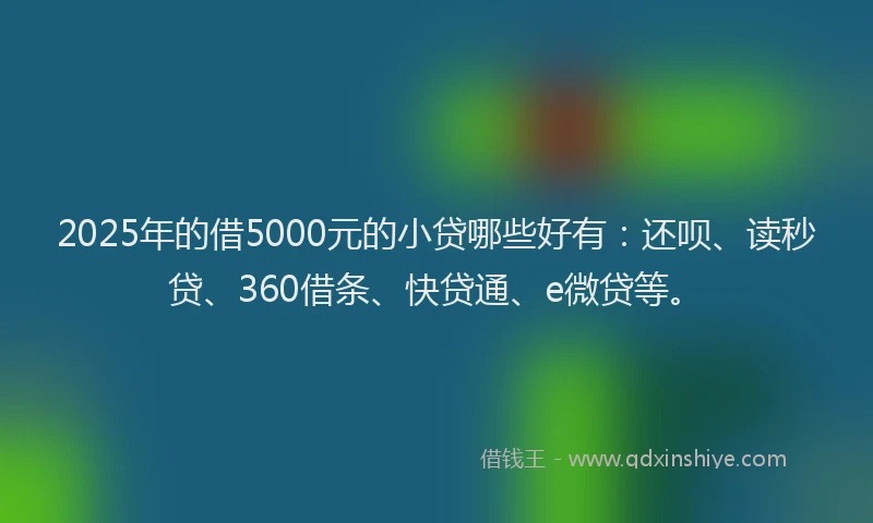 2025年的借5000元的小贷哪些好有：还呗、读秒贷、360借条、快贷通、e微贷等。