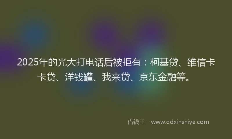 2025年的光大打电话后被拒有：柯基贷、维信卡卡贷、洋钱罐、我来贷、京东金融等。