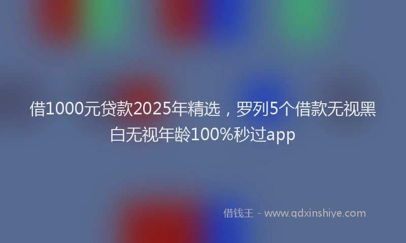 借1000元贷款2025年精选，罗列5个借款无视黑白无视年龄100%秒过app