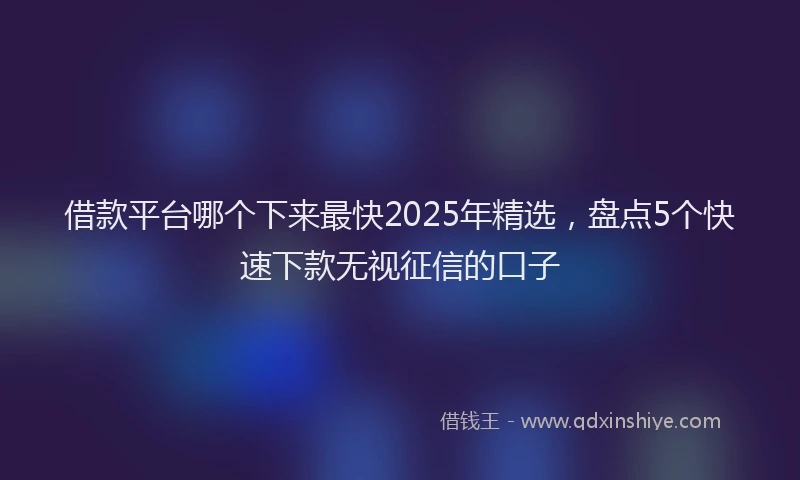 借款平台哪个下来最快2025年精选，盘点5个快速下款无视征信的口子