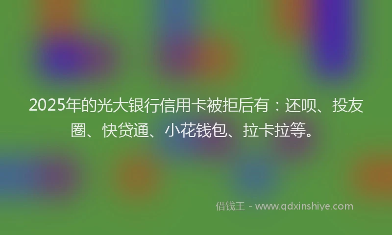 2025年的光大银行信用卡被拒后有：还呗、投友圈、快贷通、小花钱包、拉卡拉等。