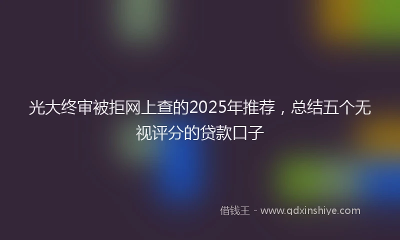 光大终审被拒网上查的2025年推荐，总结五个无视评分的贷款口子
