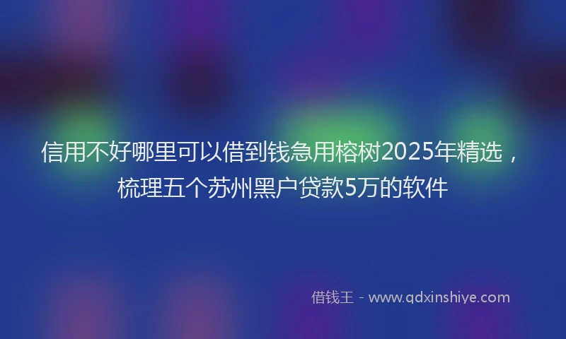 信用不好哪里可以借到钱急用榕树2025年精选，梳理五个苏州黑户贷款5万的软件