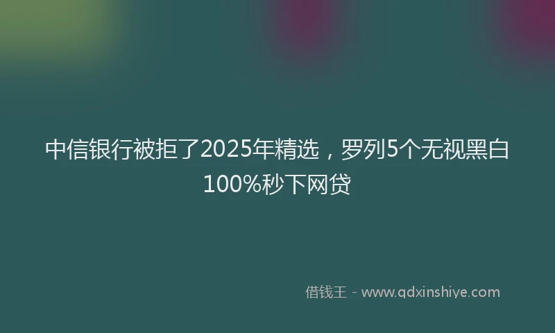 中信银行被拒了2025年精选，罗列5个无视黑白100%秒下网贷
