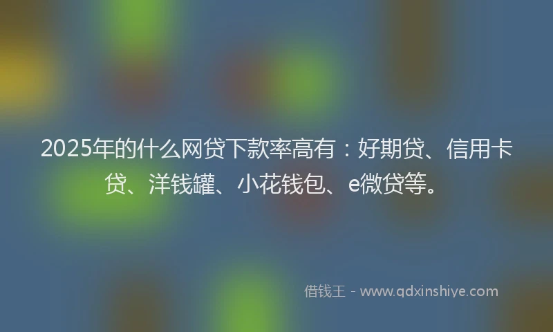 2025年的什么网贷下款率高有：好期贷、信用卡贷、洋钱罐、小花钱包、e微贷等。