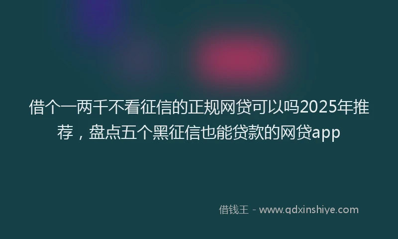 借个一两千不看征信的正规网贷可以吗2025年推荐，盘点五个黑征信也能贷款的网贷app