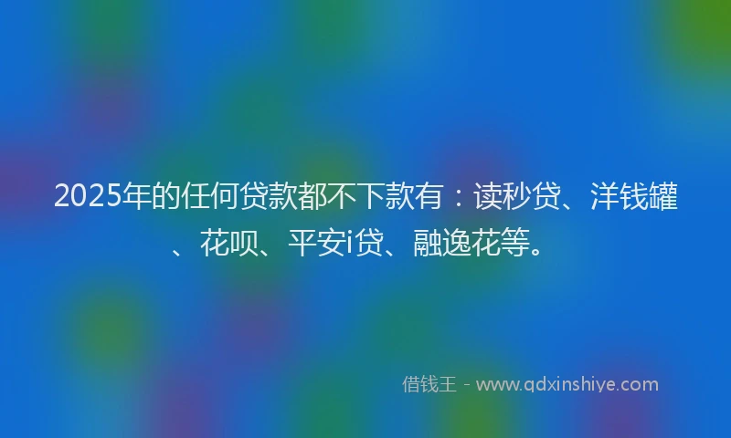 2025年的任何贷款都不下款有：读秒贷、洋钱罐、花呗、平安i贷、融逸花等。