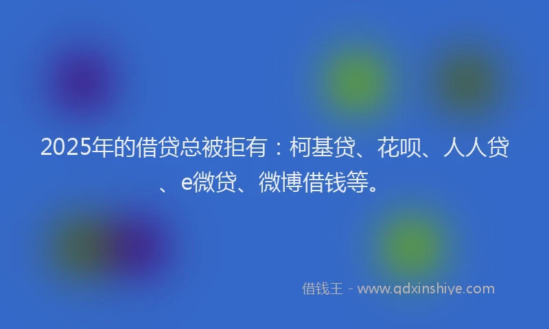 2025年的借贷总被拒有：柯基贷、花呗、人人贷、e微贷、微博借钱等。