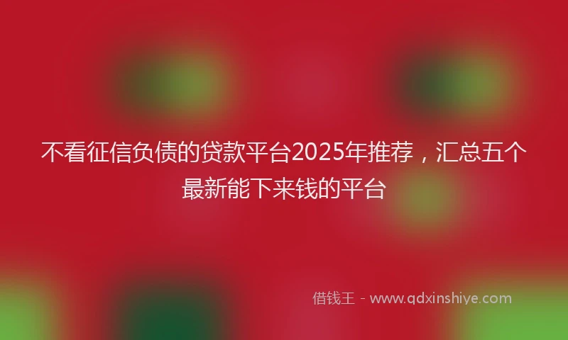 不看征信负债的贷款平台2025年推荐，汇总五个最新能下来钱的平台