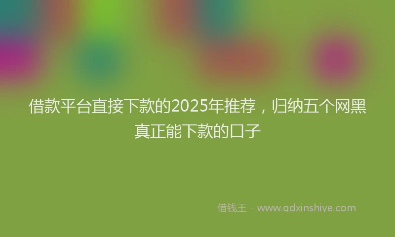借款平台直接下款的2025年推荐，归纳五个网黑真正能下款的口子