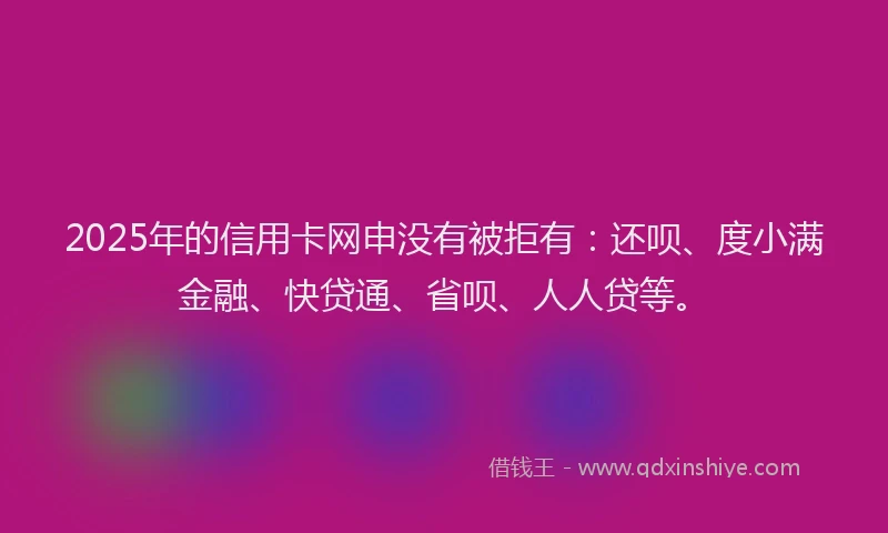 2025年的信用卡网申没有被拒有：还呗、度小满金融、快贷通、省呗、人人贷等。