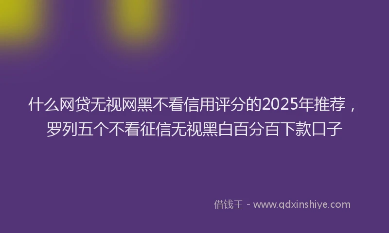 什么网贷无视网黑不看信用评分的2025年推荐，罗列五个不看征信无视黑白百分百下款口子