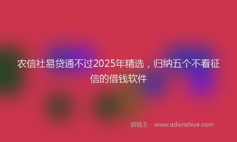 农信社易贷通不过2025年精选，归纳五个不看征信的借钱软件