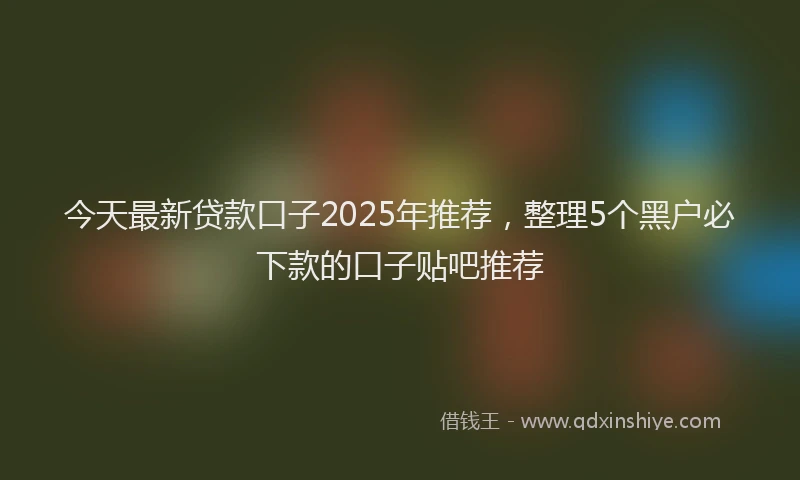 今天最新贷款口子2025年推荐，整理5个黑户必下款的口子贴吧推荐