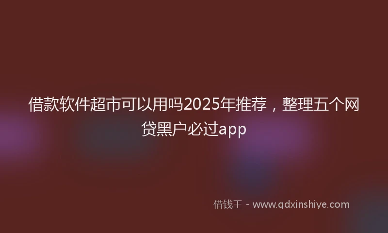 借款软件超市可以用吗2025年推荐，整理五个网贷黑户必过app