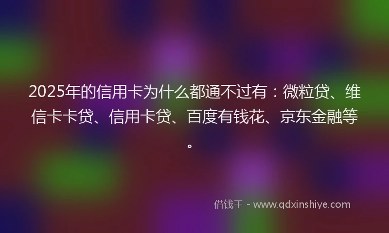 2025年的信用卡为什么都通不过有：微粒贷、维信卡卡贷、信用卡贷、百度有钱花、京东金融等。