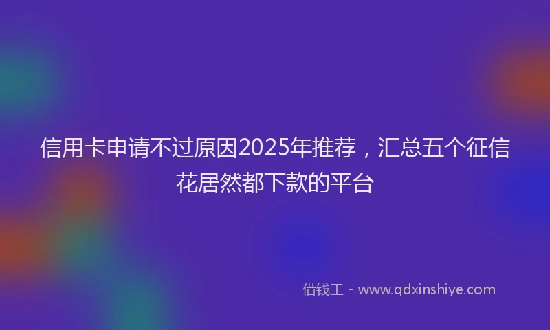信用卡申请不过原因2025年推荐，汇总五个征信花居然都下款的平台