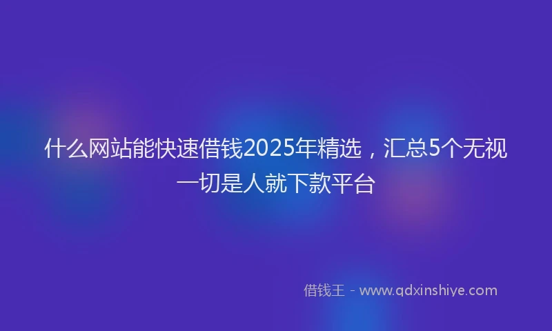 什么网站能快速借钱2025年精选，汇总5个无视一切是人就下款平台