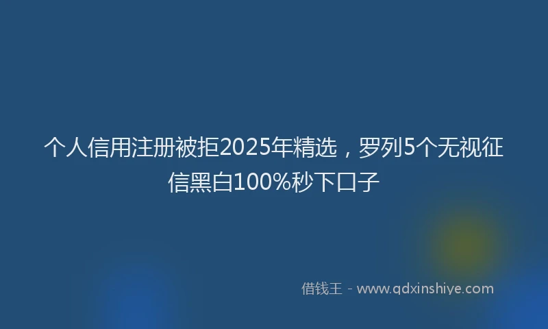 个人信用注册被拒2025年精选，罗列5个无视征信黑白100%秒下口子