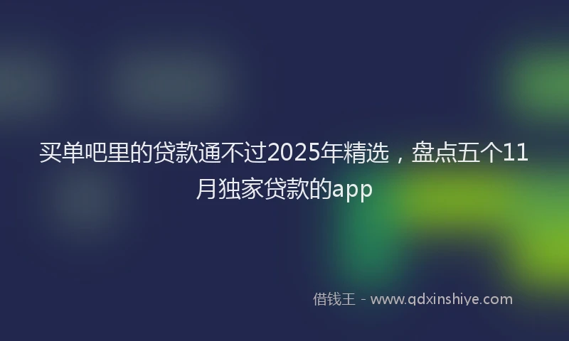 买单吧里的贷款通不过2025年精选，盘点五个11月独家贷款的app