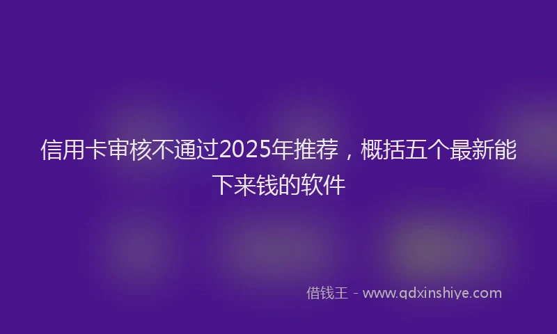 信用卡审核不通过2025年推荐，概括五个最新能下来钱的软件