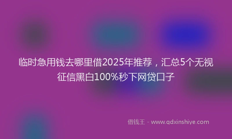 临时急用钱去哪里借2025年推荐，汇总5个无视征信黑白100%秒下网贷口子