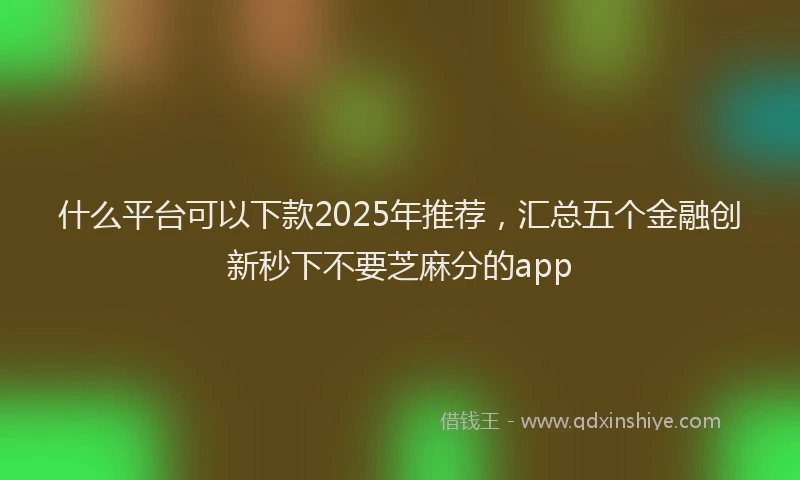 什么平台可以下款2025年推荐，汇总五个金融创新秒下不要芝麻分的app