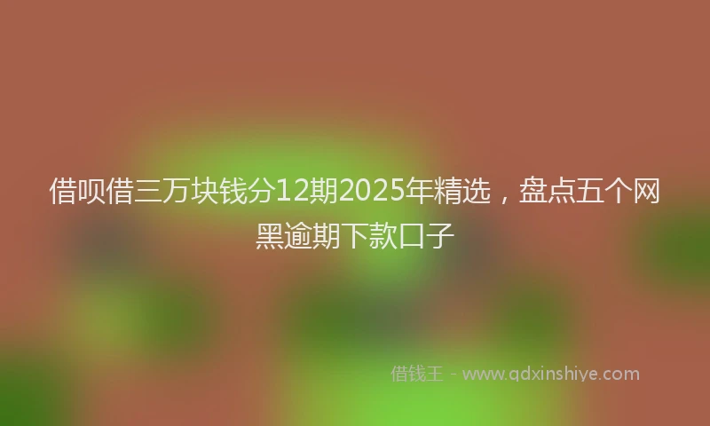 借呗借三万块钱分12期2025年精选，盘点五个网黑逾期下款口子