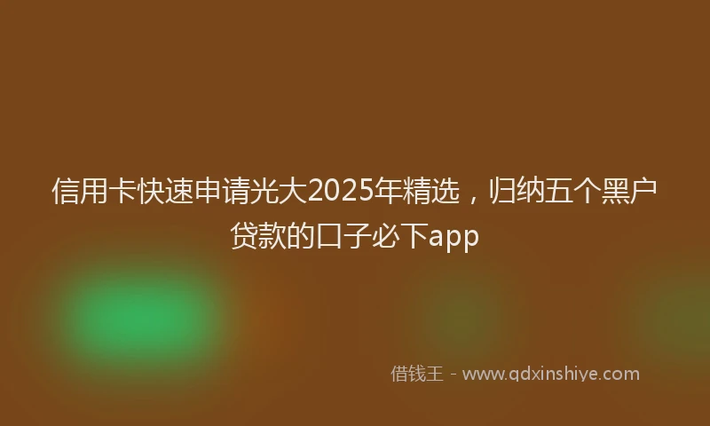 信用卡快速申请光大2025年精选，归纳五个黑户贷款的口子必下app