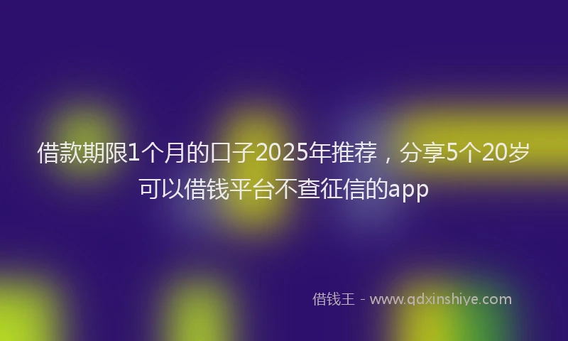 借款期限1个月的口子2025年推荐，分享5个20岁可以借钱平台不查征信的app