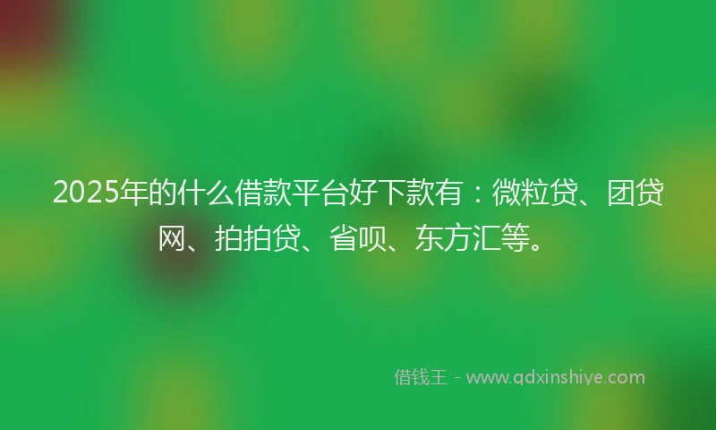 2025年的什么借款平台好下款有：微粒贷、团贷网、拍拍贷、省呗、东方汇等。