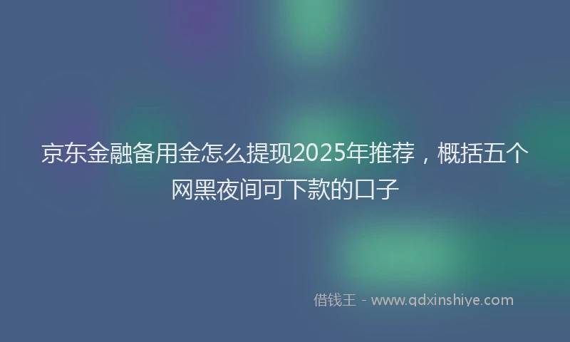 京东金融备用金怎么提现2025年推荐，概括五个网黑夜间可下款的口子