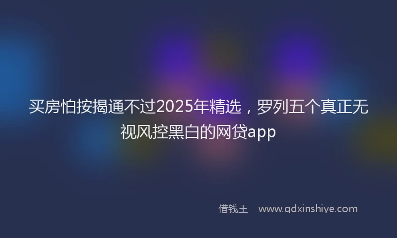 买房怕按揭通不过2025年精选，罗列五个真正无视风控黑白的网贷app