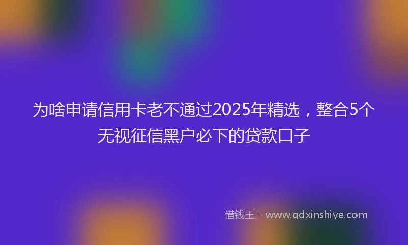 为啥申请信用卡老不通过2025年精选，整合5个无视征信黑户必下的贷款口子