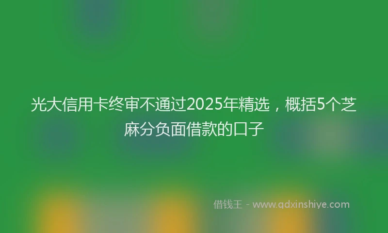 光大信用卡终审不通过2025年精选，概括5个芝麻分负面借款的口子