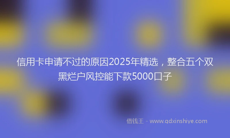 信用卡申请不过的原因2025年精选，整合五个双黑烂户风控能下款5000口子