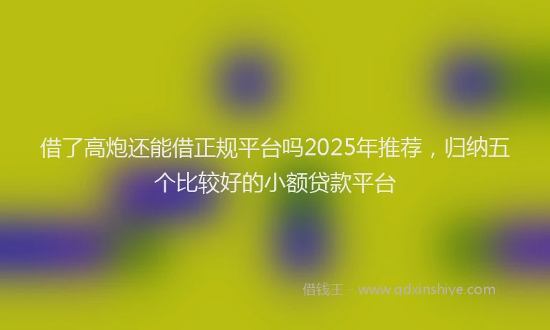 借了高炮还能借正规平台吗2025年推荐，归纳五个比较好的小额贷款平台