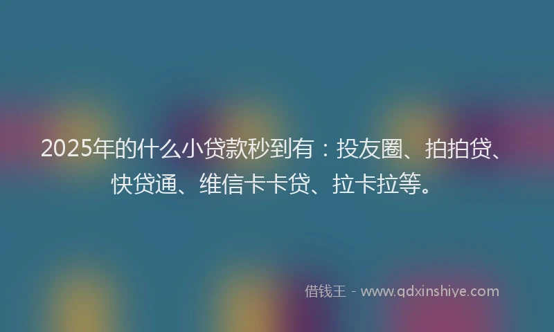 2025年的什么小贷款秒到有：投友圈、拍拍贷、快贷通、维信卡卡贷、拉卡拉等。