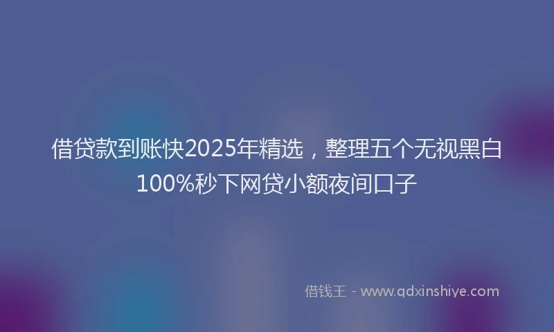 借贷款到账快2025年精选，整理五个无视黑白100%秒下网贷小额夜间口子