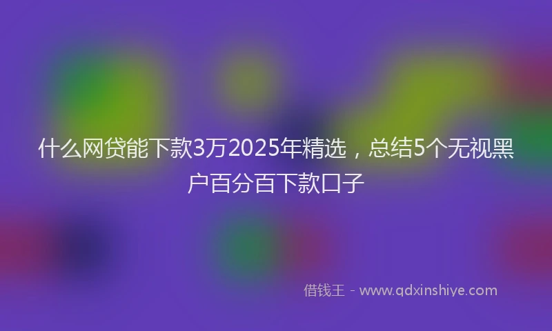 什么网贷能下款3万2025年精选，总结5个无视黑户百分百下款口子