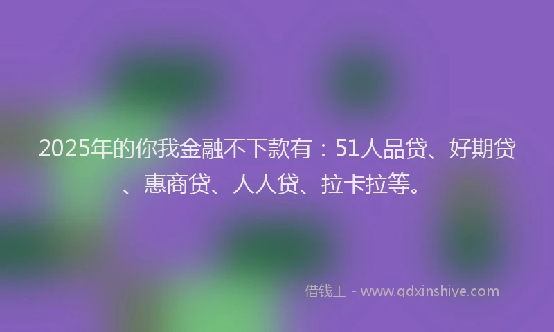 2025年的你我金融不下款有：51人品贷、好期贷、惠商贷、人人贷、拉卡拉等。