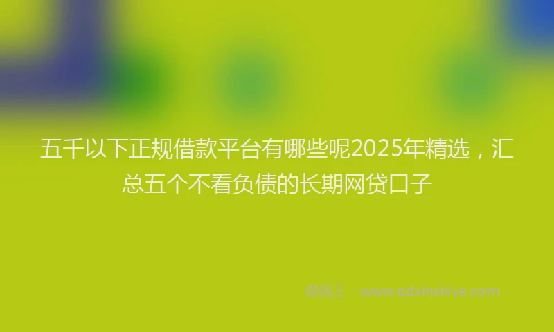 五千以下正规借款平台有哪些呢2025年精选，汇总五个不看负债的长期网贷口子