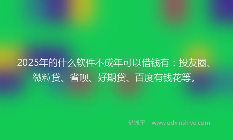 2025年的什么软件不成年可以借钱有：投友圈、微粒贷、省呗、好期贷、百度有钱花等。